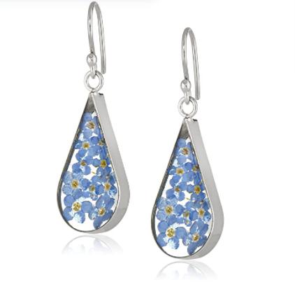 Igvean 14k Gold Over Sterling Silver Multi Pressed Flower Teardrop Earrings