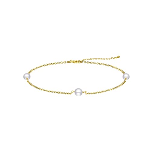 Dainty Pearl Bracelet for Women Gold Tiny Pearl Link Chain Bracelets Minimalist Simple Wedding Jewelry Gift