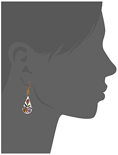 Igvean 14k Gold Over Sterling Silver Multi Pressed Flower Teardrop Earrings