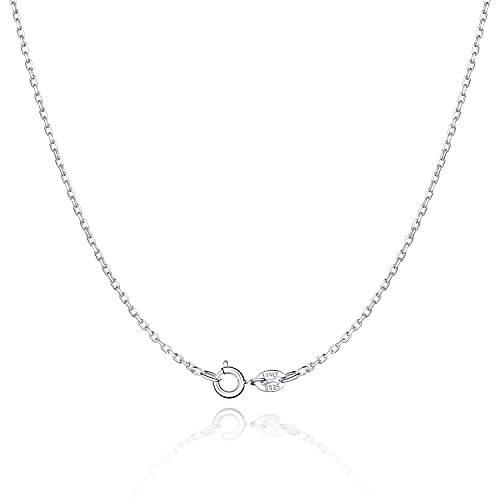 925 Sterling Silver Chain Necklace for Women & Girls 1.3mm Cable Chain Italian Thin Silver Necklace Chain Perfect Replacement Chain Necklace - Super Sturdy & Shiny 16 Inch