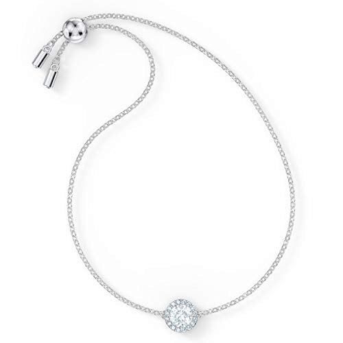 Angelic Bracelet with Clear Crystals on a Rhodium Plated Chain with a Bolo Style Adjustable Closure