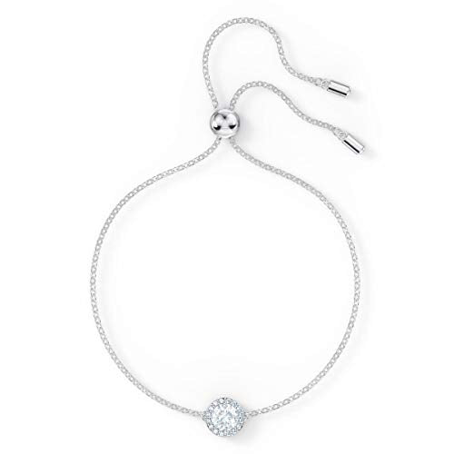 Angelic Bracelet with Clear Crystals on a Rhodium Plated Chain with a Bolo Style Adjustable Closure