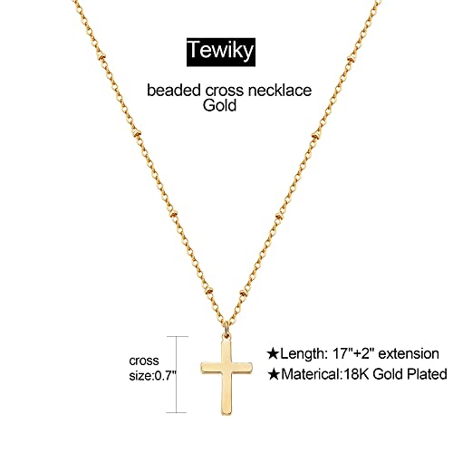 18k Gold Necklace for Women, Simple Gold Cross Necklace Dainty Gold Pendant Choker Necklaces Cute Cross Jewelry Delicate Gold Chain Necklaces for Girls…