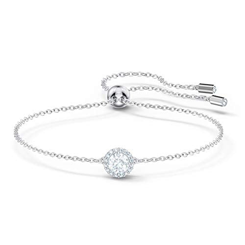 Angelic Bracelet with Clear Crystals on a Rhodium Plated Chain with a Bolo Style Adjustable Closure