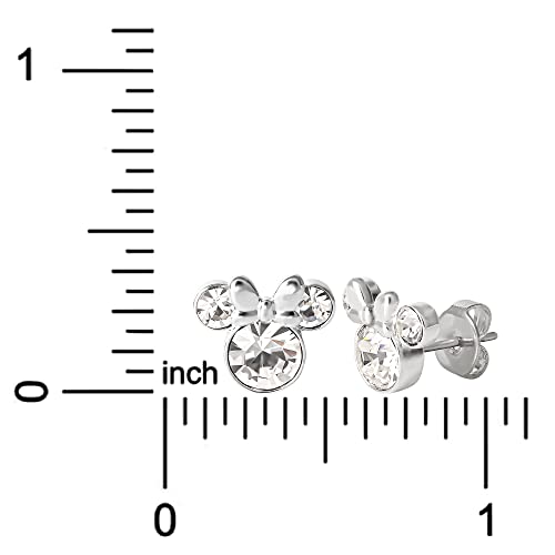 Minnie Mouse Birthstone Jewelry for Women Silver Plated Crystal Stud Earrings, April