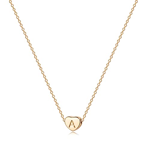 Tiny Gold Initial Heart Necklace-14K Gold Filled Handmade Dainty Personalized Letter Heart Choker Necklace Gift for Women Necklace Jewelry