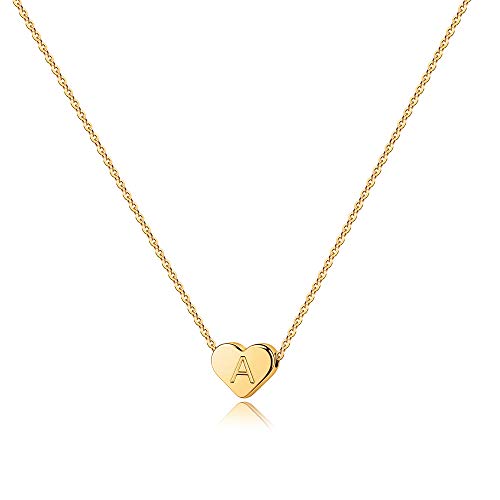 Easter Gifts for Kids Girls - 14K Gold Filled Heart Initial A Necklaces for Women Girls Tiny Initial Necklace for Girls Kids Heart Initial Necklace Easter Gifts for Kids Girls Easter Neccklace