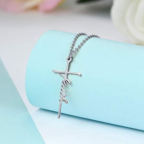 Faith Cross Necklace Stainless Steel Faith Pendant Necklace Religious Jewelry for Women