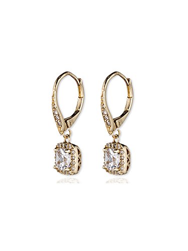 Flawless Goldtone and Cubic Zirconia Leverback Drop Earrings