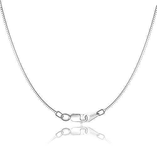 925 Sterling Silver Chain for Women Girls 0.8mm Box Chain Lobster Claw Clasp - Italian Necklace Chain - Super Thin & Strong - Friendly Price & Quality 16 Inch