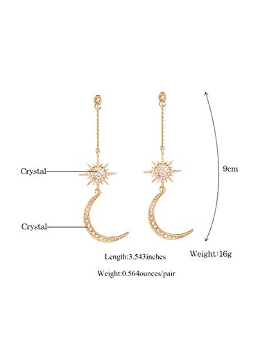 Moon Earrings for women Girls Moon and Star Earrings Jewelry Fashion Long Drop Dangle Stud