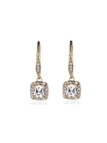 Flawless Goldtone and Cubic Zirconia Leverback Drop Earrings