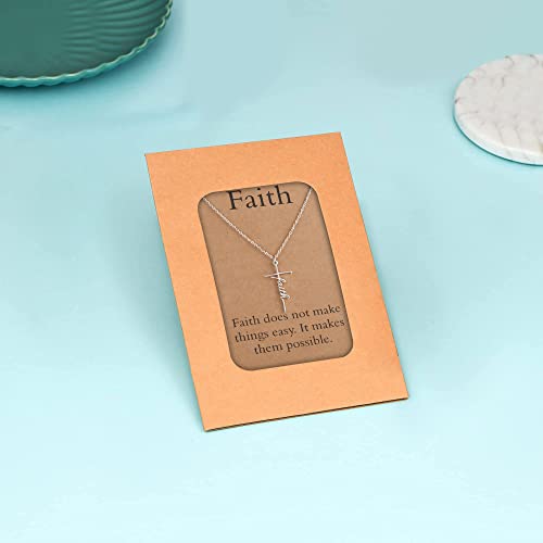 Faith Cross Necklace Stainless Steel Faith Pendant Necklace Religious Jewelry for Women