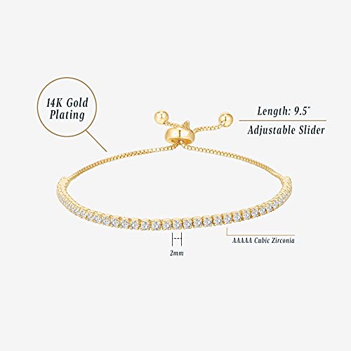 14K Gold Plated Cubic Zirconia Classic Tennis Bracelet for Women in Rose Gold