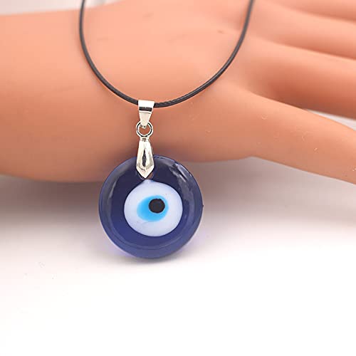 Evil Eye Pendant Necklace Glass Leather Rope Chain Turkish Protact Lucky Necklace for Women Men