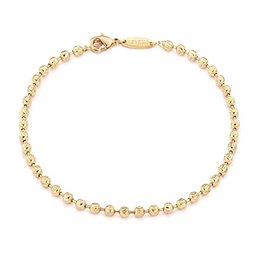 Gold Beaded Bracelets,18K Gold Plated Handmade Minimalist Stackable Thin Bracelets Round Balls Chain Dainty Bracelet for Women