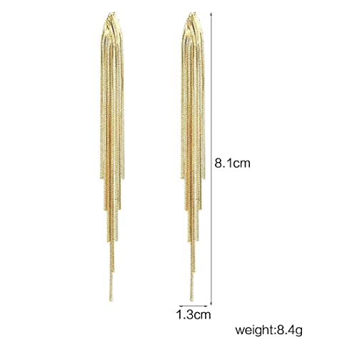 Gold Tassel Earrings Long Chain Earrings for Women Teen Girls Tassel Dangle Drop Earrings Prom Sexy Earrings