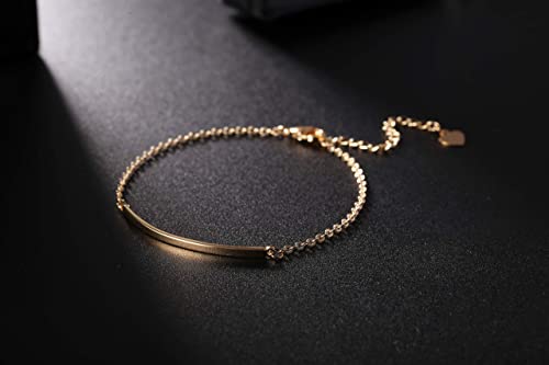 Dainty Gold Bar Bracelet for Women Simple Delicate 18K Gold Plated Chain Handmade Minimalist Jewelry