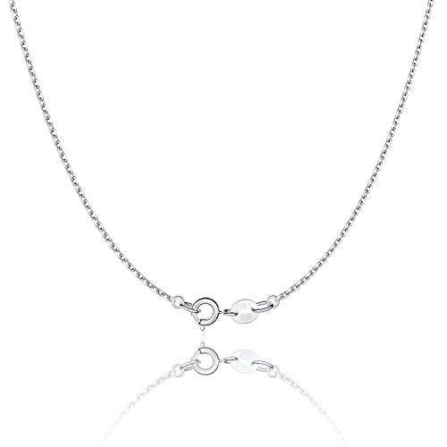 925 Sterling Silver Chain Necklace Chain for Women Girls 1.1mm Cable Chain Necklace Upgraded Spring-Ring Clasp - Thin & Sturdy - Italian Quality 16 Inch