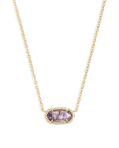 Elisa Short Pendant Necklace for Women, Dainty Fashion Jewelry, 14k Gold-Plated, Amethyst