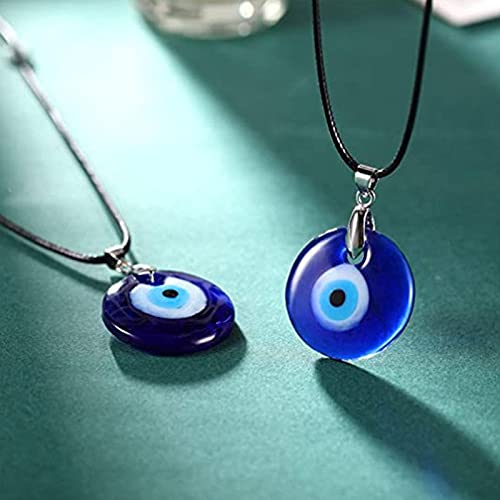 Evil Eye Pendant Necklace Glass Leather Rope Chain Turkish Protact Lucky Necklace for Women Men