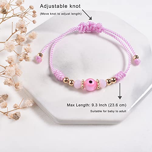 Evil Eye Bracelet For Women Teen Girls Protection Bracelet Pink Knot Bracelet Ojo Anklet Gift String Rope Thread For Daughter Niece Granddaughter Friend Bff Good Luck Christmas