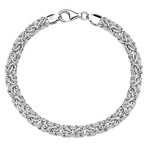 925 Sterling Silver Italian Byzantine Bracelet for Women, Handmade in Italy (Length 6.5 Inches (X-Small))