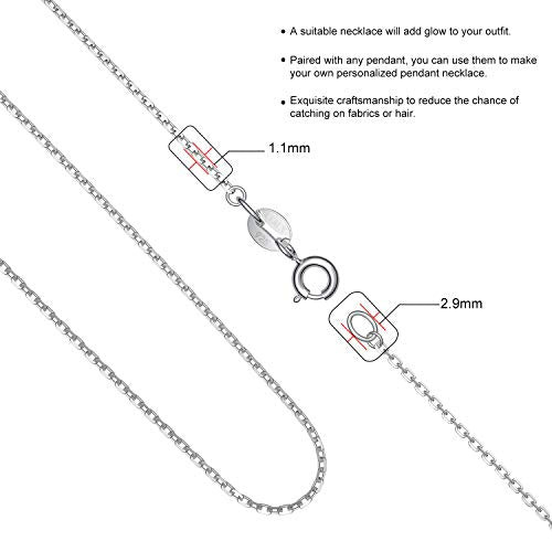 925 Sterling Silver Chain Necklace Chain for Women Girls 1.1mm Cable Chain Necklace Upgraded Spring-Ring Clasp - Thin & Sturdy - Italian Quality 16 Inch