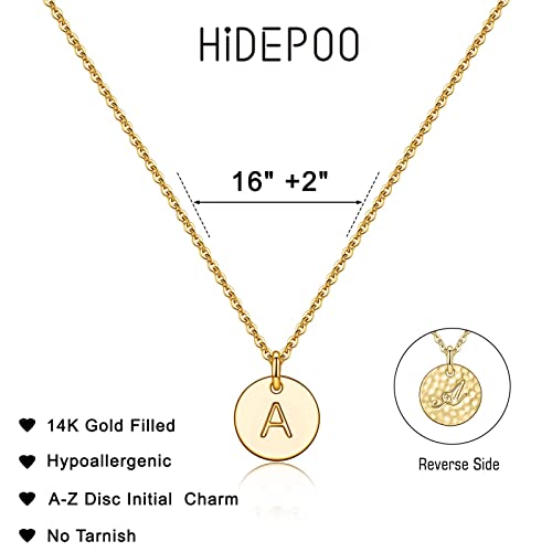 Easter Gifts for Kids Girls, 14K Gold Filled Handmade Personalized Letter Necklace Tiny Double Side Engraved Initial Necklace for Women Teens Girls Pendant A