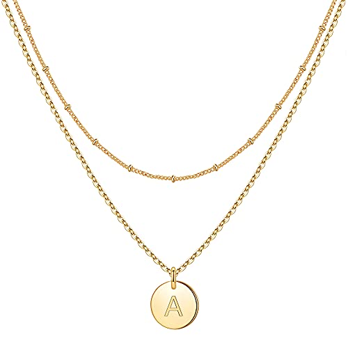 Dainty Gold Necklaces for Women, Layered Necklaces for Women Teen Girls Letter Necklaces for Teen Girls Coin Necklaces for Teen Girls Gold Jewelry for Women Teen Girls Gifts（A）