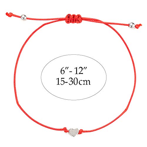 Handmade String Bracelet for Women Men Teen Girls Boys Simple Red Black Braided Adjustable Charm Bracelets Minimalist Jewelry (1 -red Heart)