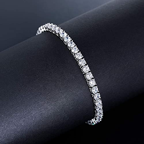 18k White Gold Plated Tennis Bracelet, 6 Inch Charm Cubic Zirconia Gemstone Bracelet for Women Teens and Girls