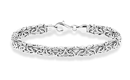 925 Sterling Silver Italian Byzantine Bracelet for Women, Handmade in Italy (Length 6.5 Inches (X-Small))