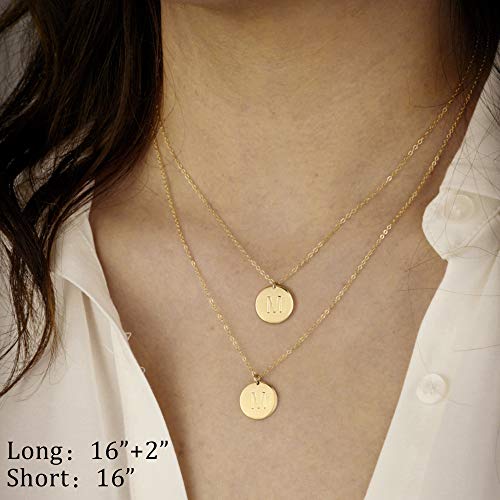 Dainty Gold Necklaces for Women, Layered Necklaces for Women Teen Girls Letter Necklaces for Teen Girls Coin Necklaces for Teen Girls Gold Jewelry for Women Teen Girls Gifts（A）