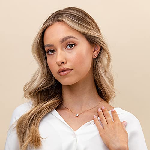 14K Gold Plated Swarovski Crystal Solitaire 1.5 Carat (7.3mm) CZ Dainty Choker Necklace | Rose Gold Necklaces for Women