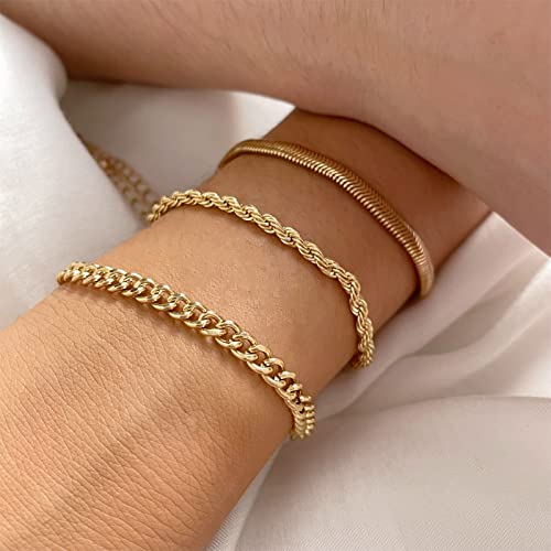 9 PCS Gold Chain Bracelets Set for Women Girls,Charm Adjustable Fashion Paperclip Link Bracelets, Festival Gifts for Women Girls and Men