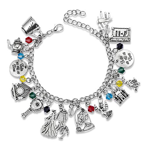 Charm Bracelets Beauty and the Beast Themed Friendship Bracelet, 8-Inch Adjustable, Birthday Gift For Teens Girls