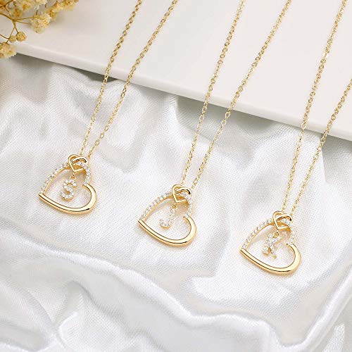 Gold Initial Necklaces for Teen Girls, CZ Heart Pendant Initial A Necklaces for Teen Girls Women, Dainty Letter Necklace for Women Girls Jewelry Cute Heart Necklace Jewelry for Girls Gifts for Her