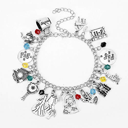 Charm Bracelets Beauty and the Beast Themed Friendship Bracelet, 8-Inch Adjustable, Birthday Gift For Teens Girls