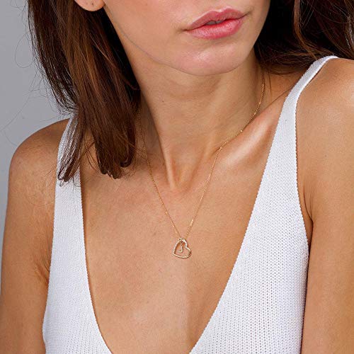 Gold Initial Necklaces for Teen Girls, CZ Heart Pendant Initial A Necklaces for Teen Girls Women, Dainty Letter Necklace for Women Girls Jewelry Cute Heart Necklace Jewelry for Girls Gifts for Her