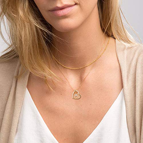 Gold Initial Necklaces for Teen Girls, CZ Heart Pendant Initial A Necklaces for Teen Girls Women, Dainty Letter Necklace for Women Girls Jewelry Cute Heart Necklace Jewelry for Girls Gifts for Her