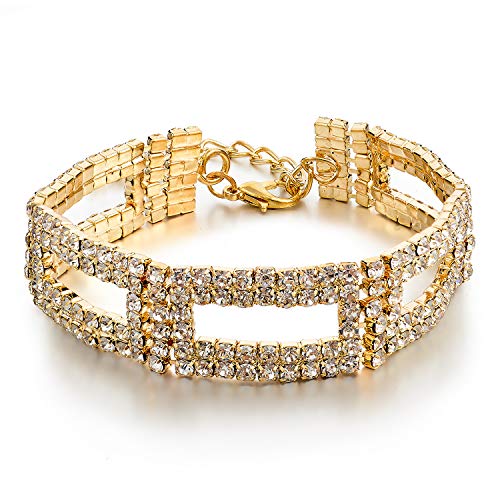 Long Way Women's Silver/Gold Plated Crystal Bracelets 6.7"+2.4" (165)