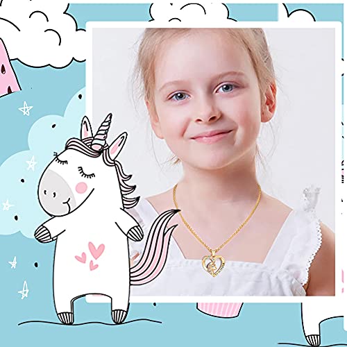 Unicorn Necklace for Women Teen Girls CZ Unicorn Heart Pendant Necklace With You Are Magical Message Christmas Birthday Party Jewelry Gift for Daughter Granddaughter Niece