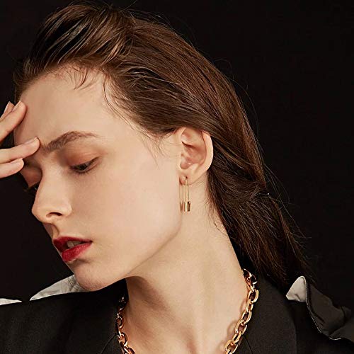 3paris 14k Gold Plated Ball U Shape Pin Y2K Style Chunky Earring Link Chain Chunky Circle Hoop Earrings Paperclip Link Chain Jewelry Drop Dangle Earrings set for women teen girls