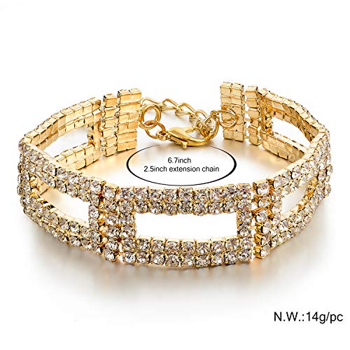 Long Way Women's Silver/Gold Plated Crystal Bracelets 6.7"+2.4" (165)