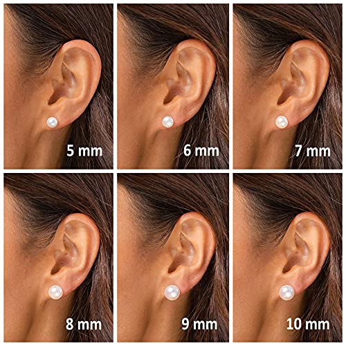 Sterling Silver Freshwater Cultured Stud Pearl Earrings - 10.5mm AAA Quality