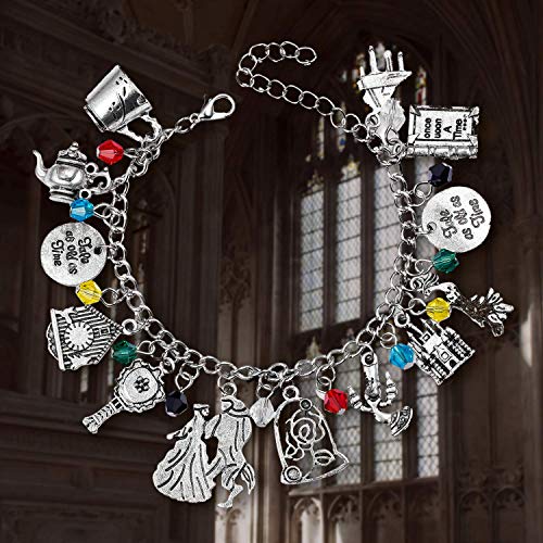 Charm Bracelets Beauty and the Beast Themed Friendship Bracelet, 8-Inch Adjustable, Birthday Gift For Teens Girls