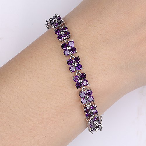 White Gold Plated Brass Purple Cubic Zirconia Crystal Women Tennis Bracelet for Women