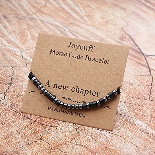 Inspirational Graduation Gifts Retirement Bracelet for Women Men Teen Girls Friends Morse Code Handmade Bracelet for Best Friend Classmates Daughter Niece Fashion Minimalist Jewelry A New Chapter