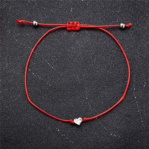 Handmade String Bracelet for Women Men Teen Girls Boys Simple Red Black Braided Adjustable Charm Bracelets Minimalist Jewelry (1 -red Heart)